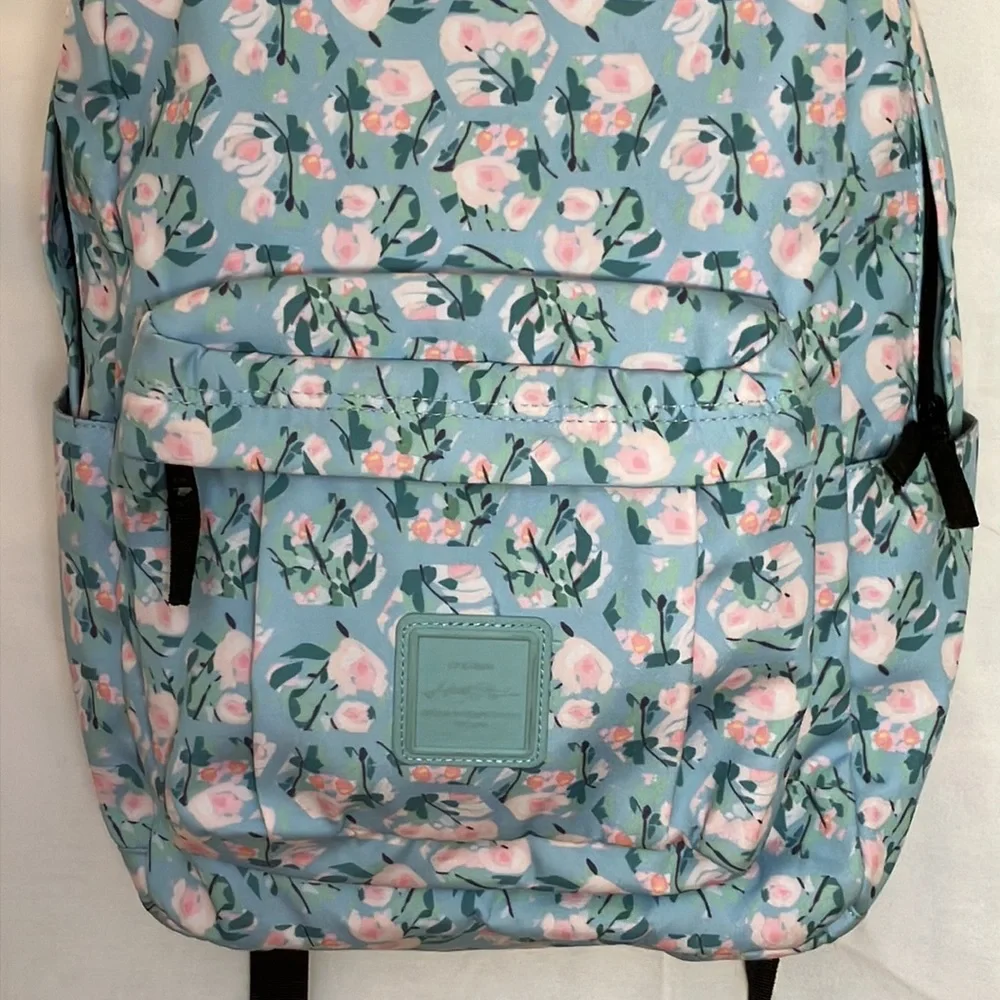 Floral backpack beautiful light blue and pink pastel flowered backpack